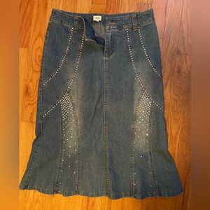 Cache denim embellished trumpet skirt jean 4